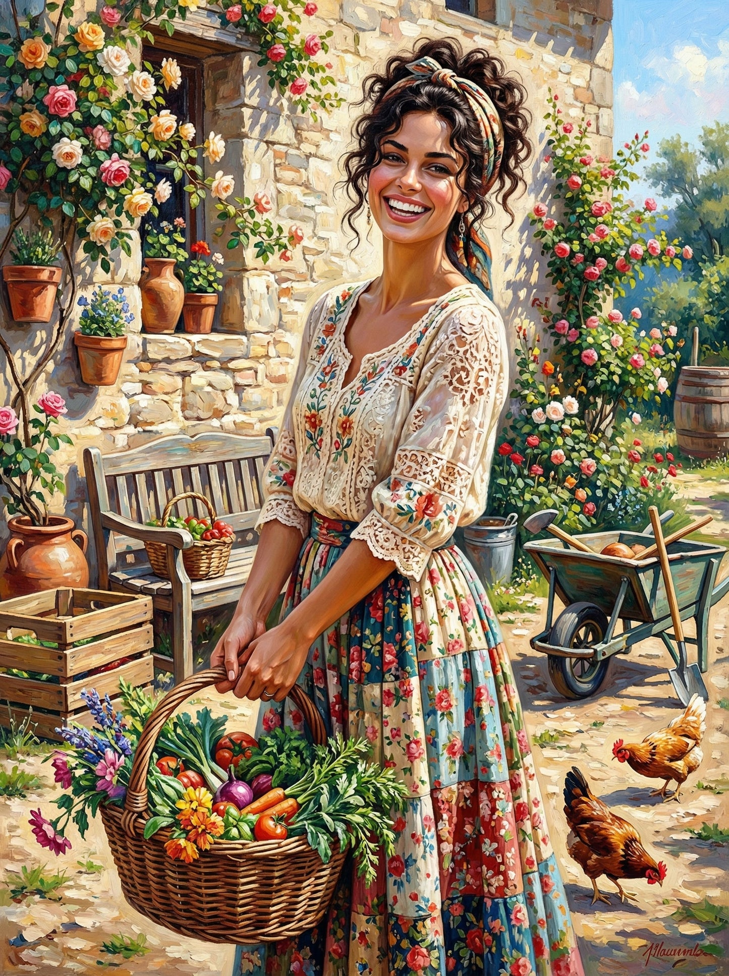 Garden Girl With Harvest Basket (80 Colors)