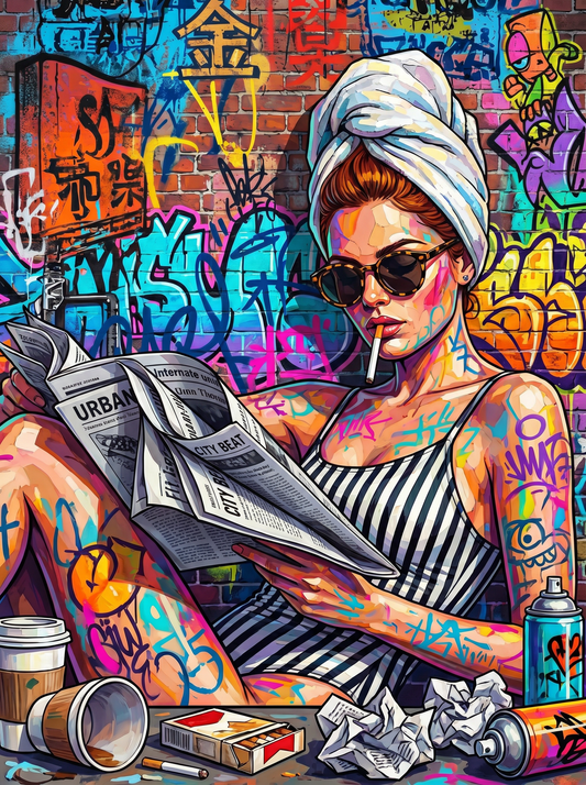 Graffiti Girl Reading (80 Colors)