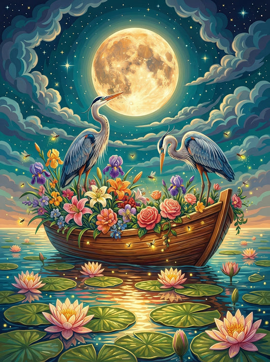 Herons Moonlit Boat (120 Colors)