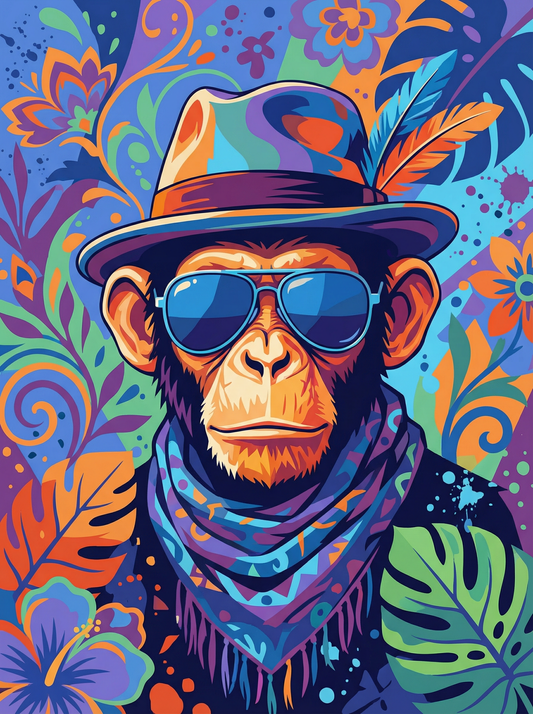 Retro Jungle Chimp (80 Colors)
