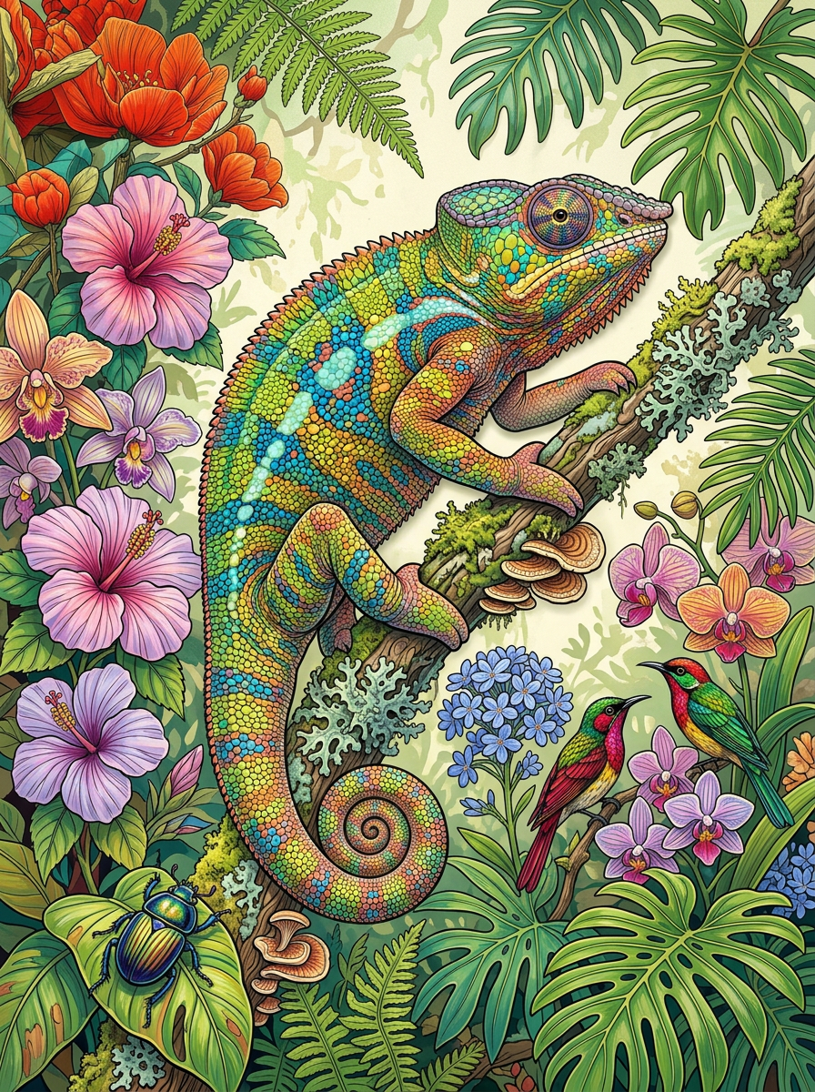Tropical Garden Chameleon (120 Colors)