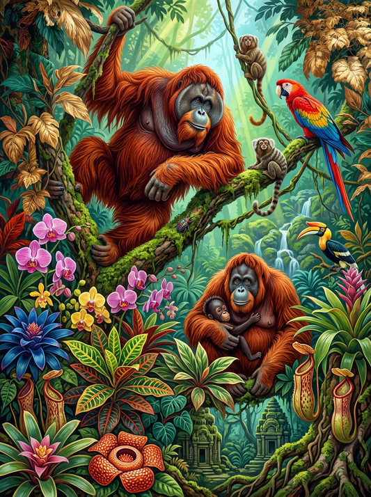 Orangutan Rainforest Family (80 Colors)