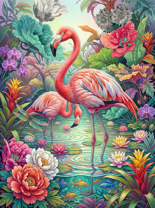 Blush Garden Flamingos (80 Colors)