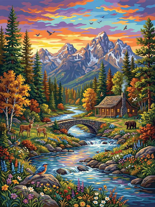 Wildlife River Cabin Escape (80 Colors)