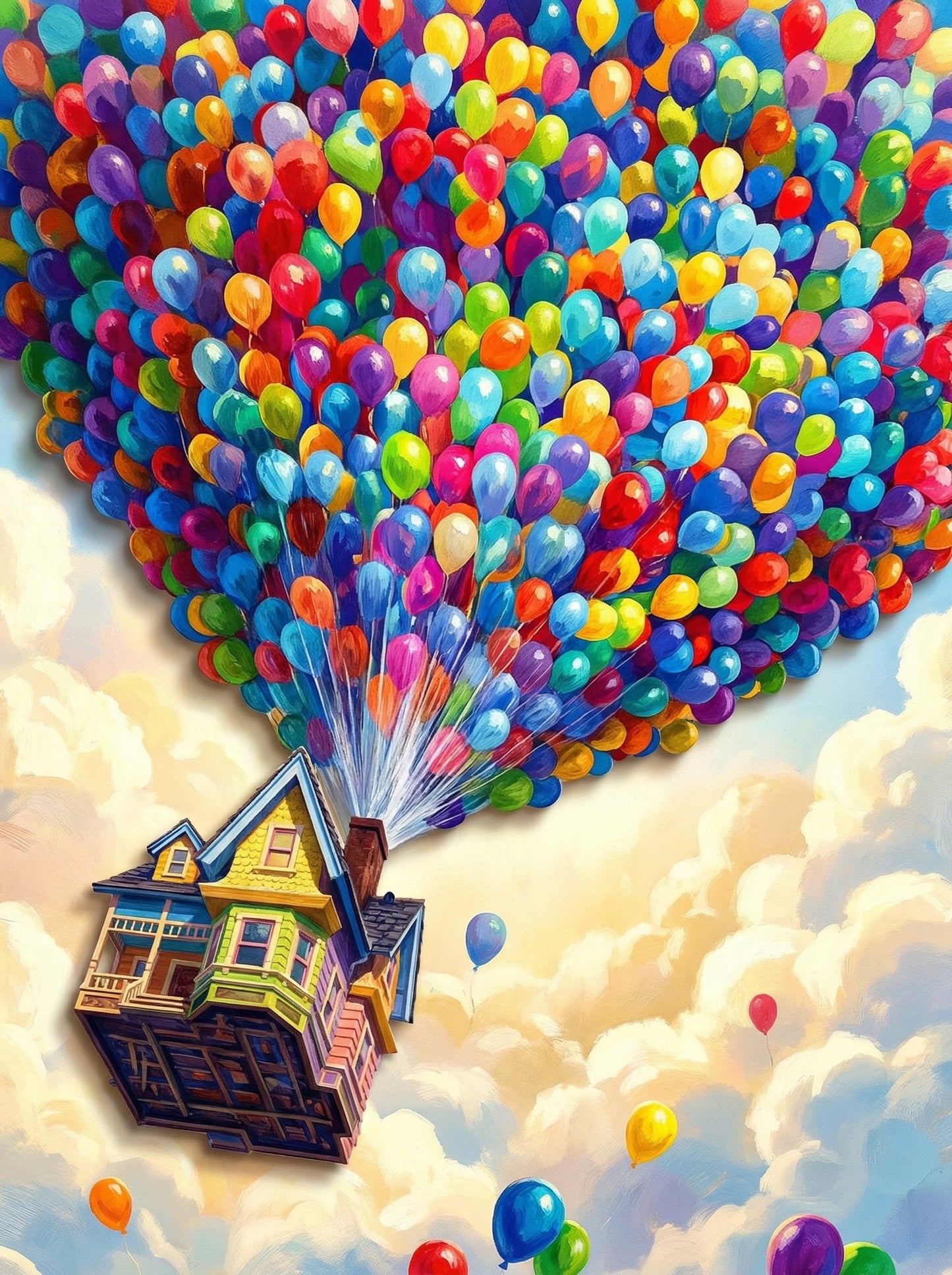 House Lifted By Colorful Balloons (80 Colors)