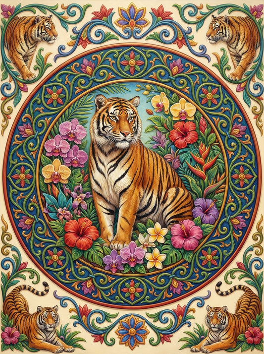 Tiger Floral Mandala (120 Colors)