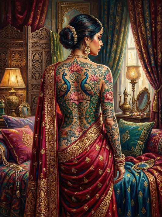 Indian Peacock Tattoo Boudoir (80 Colors)