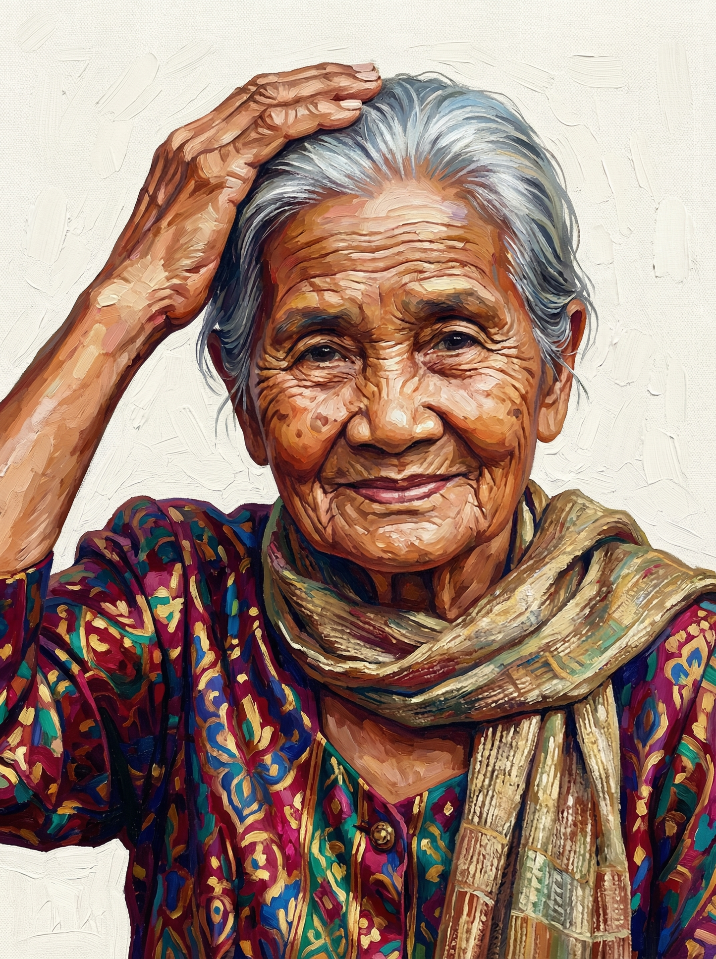 Joyful Grandmother Portrait (80 Colors)