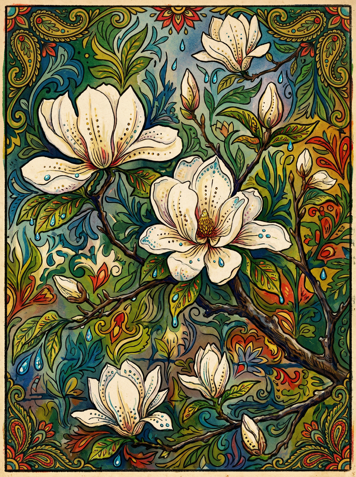 Magnolia Branch Blossoms (120 Colors)