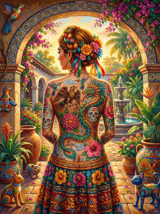 Mexican Tattoo Courtyard Woman (80 Colors)