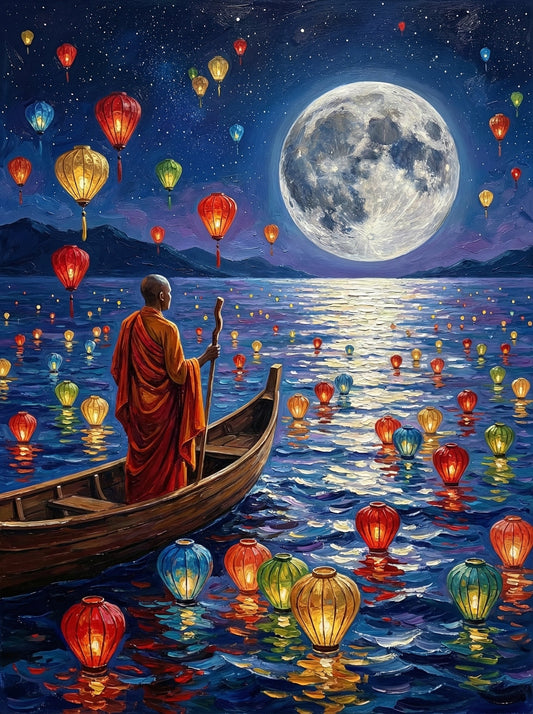 Monk And Lantern Balloon Sky (120 Colors)