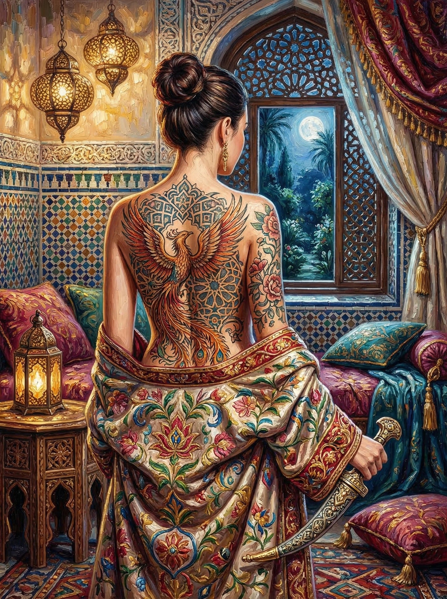 Moroccan Phoenix Tattoo Woman (120 Colors)