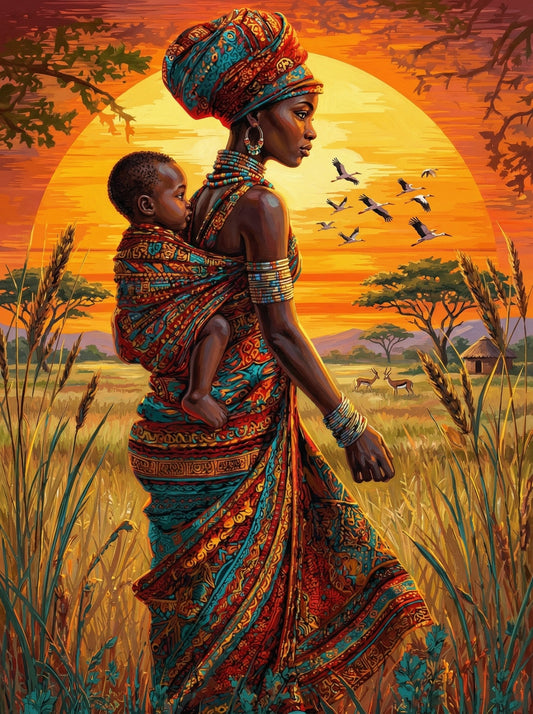 Mother And Child At Sunset (80 Colors)