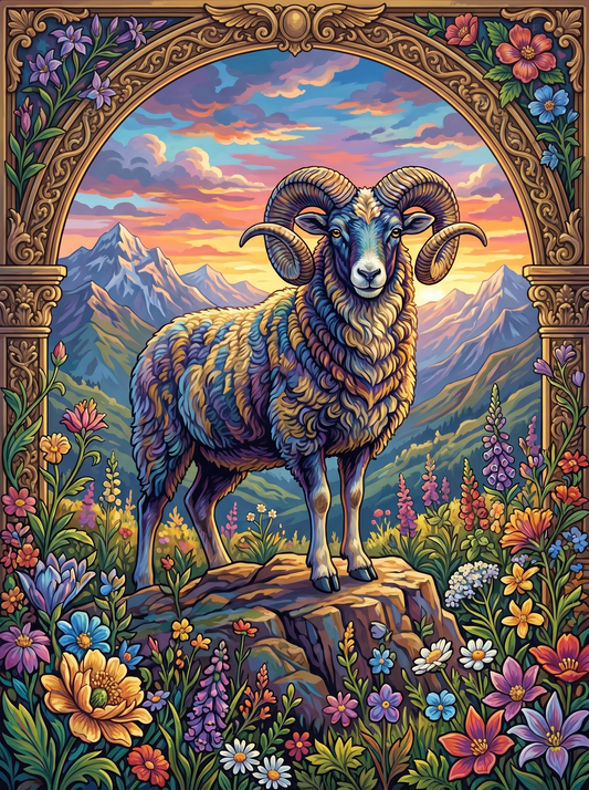 Mountain Ram Portrait (120 Colors)