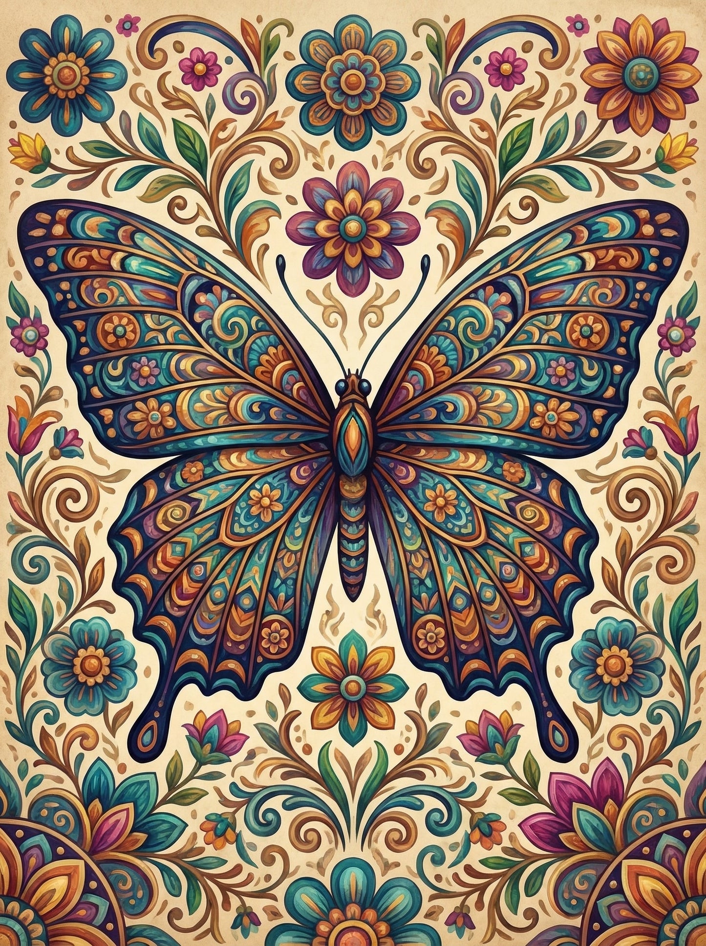 Ornate Butterfly Medallion (120 Colors)