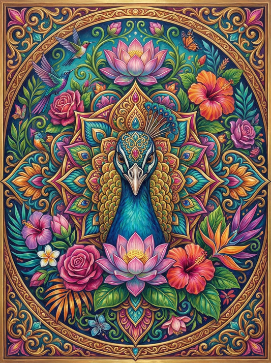 Ornate Peacock Mandala (120 Colors)