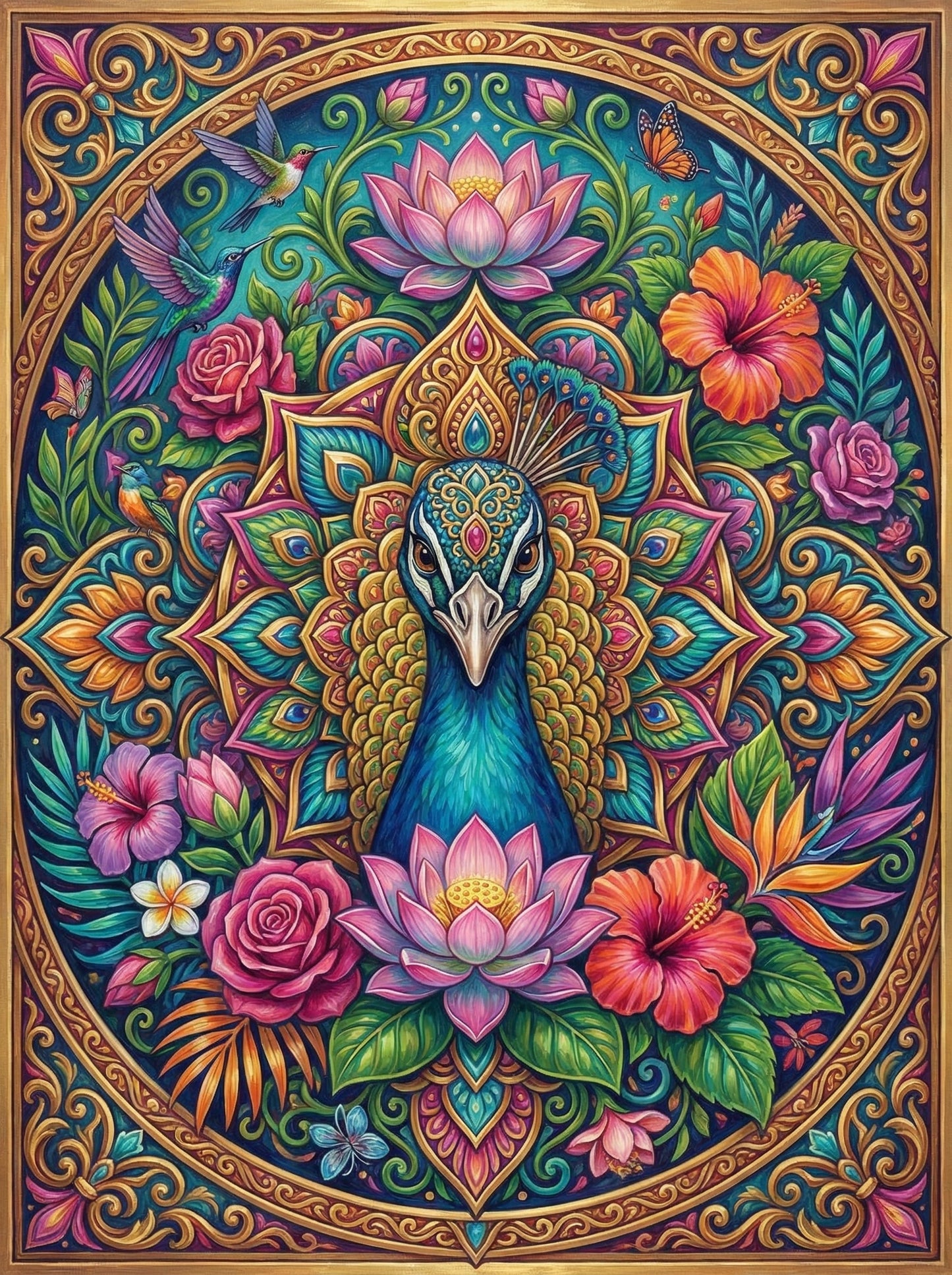 Ornate Peacock Mandala (80 Colors)
