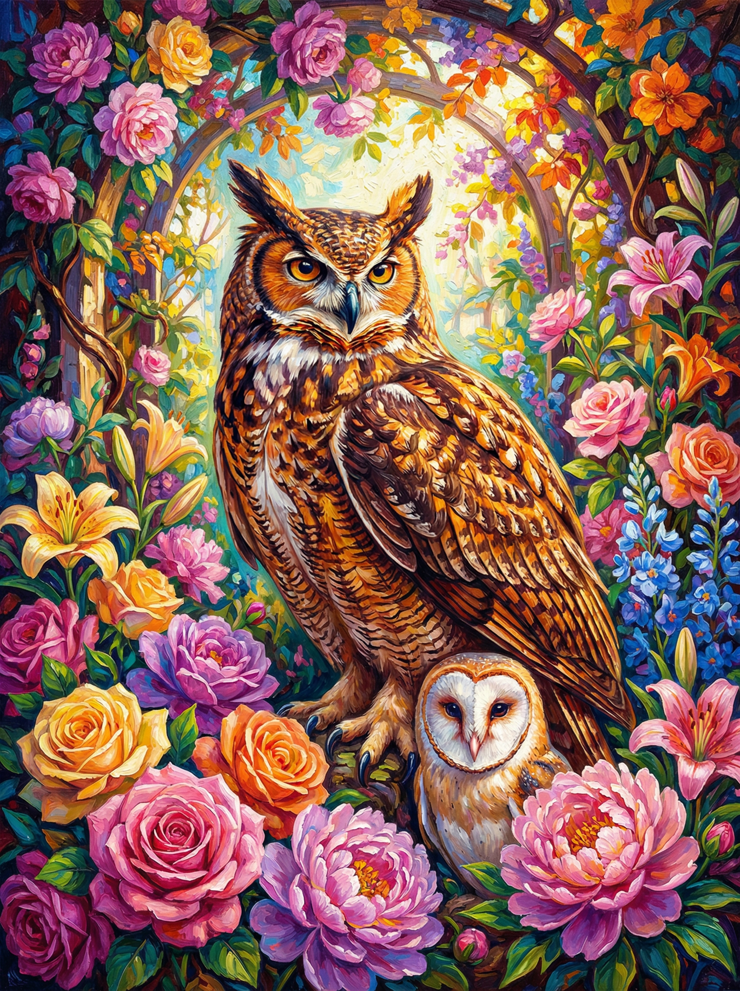 Owl In Floral Wreath (120 Colors)