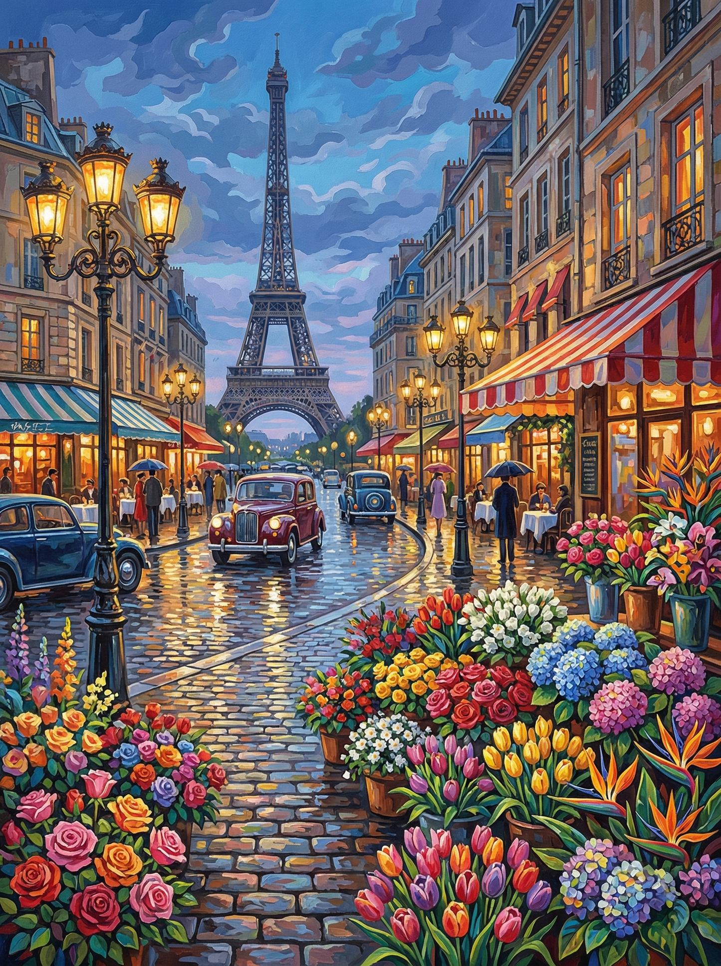 Paris Street Eiffel Tower Rain (120 Colors)