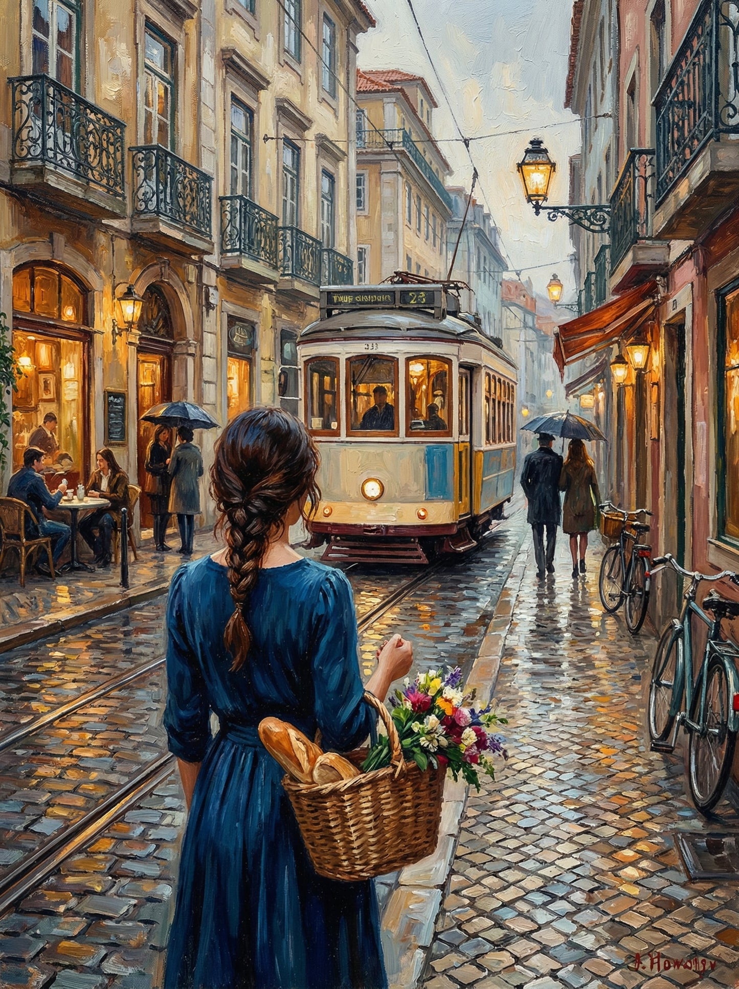 Parisian Street With Trolley (120 Colors)