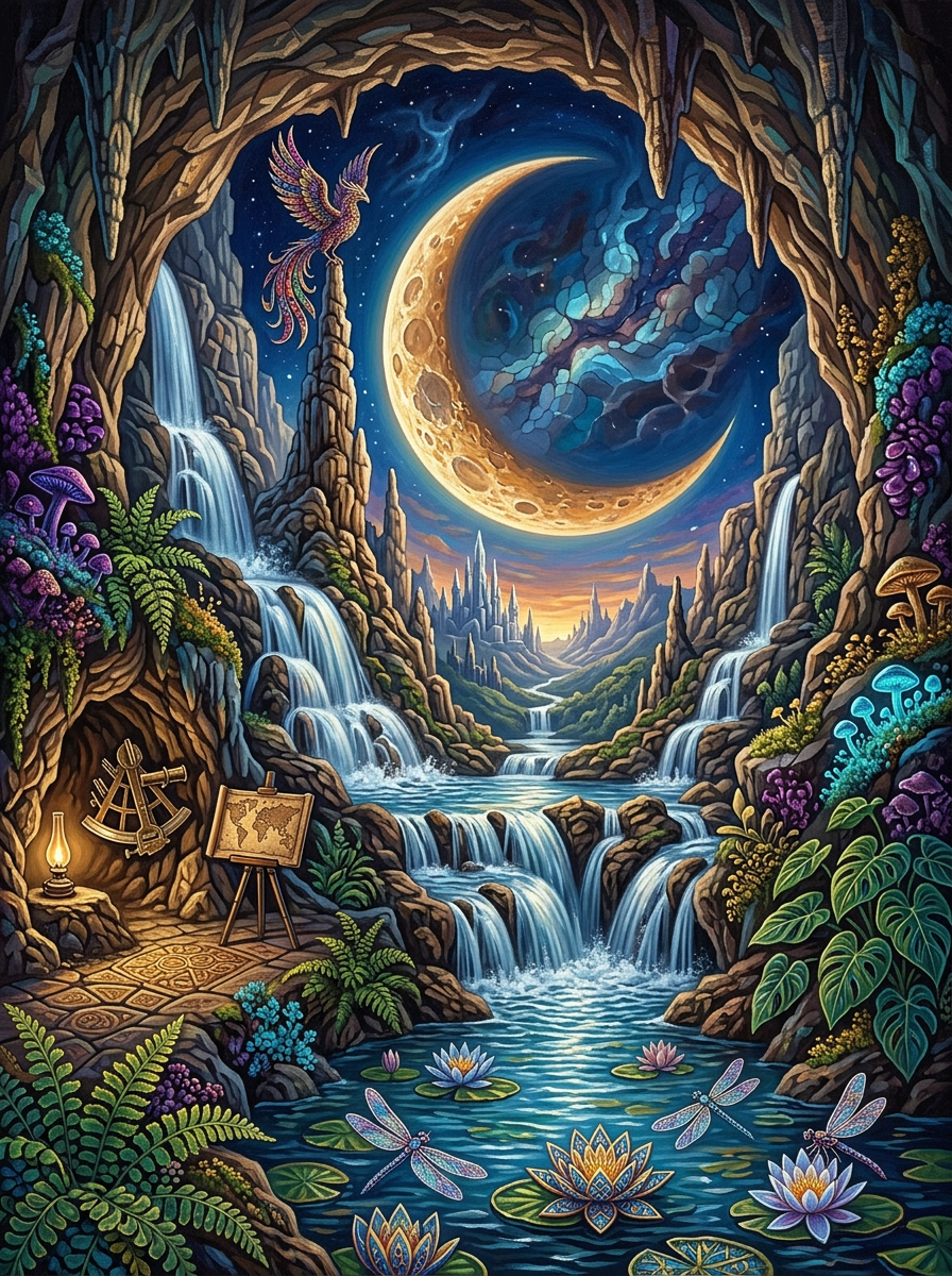 Phoenix Cave Waterfall Moonlight (120 Colors)