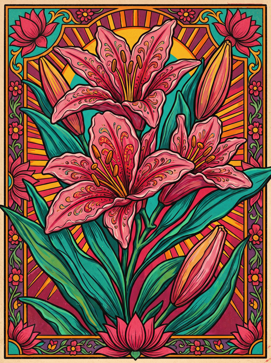 Pink Lily Blooms (80 Colors)
