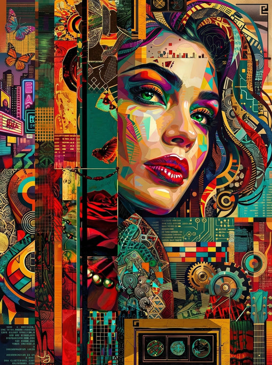 Pop Art Woman Geometric City (80 Colors)
