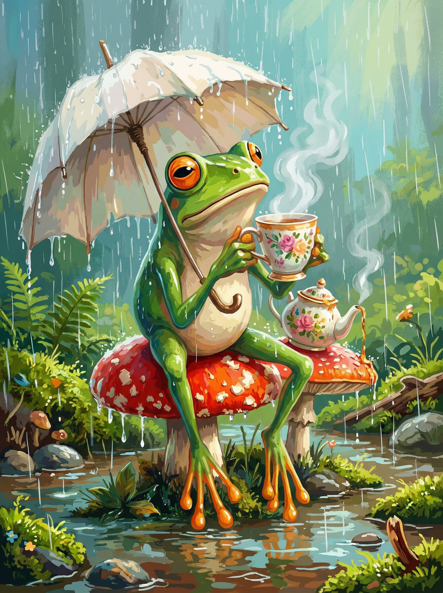Rainy Day Tea Frog (80 Colors)