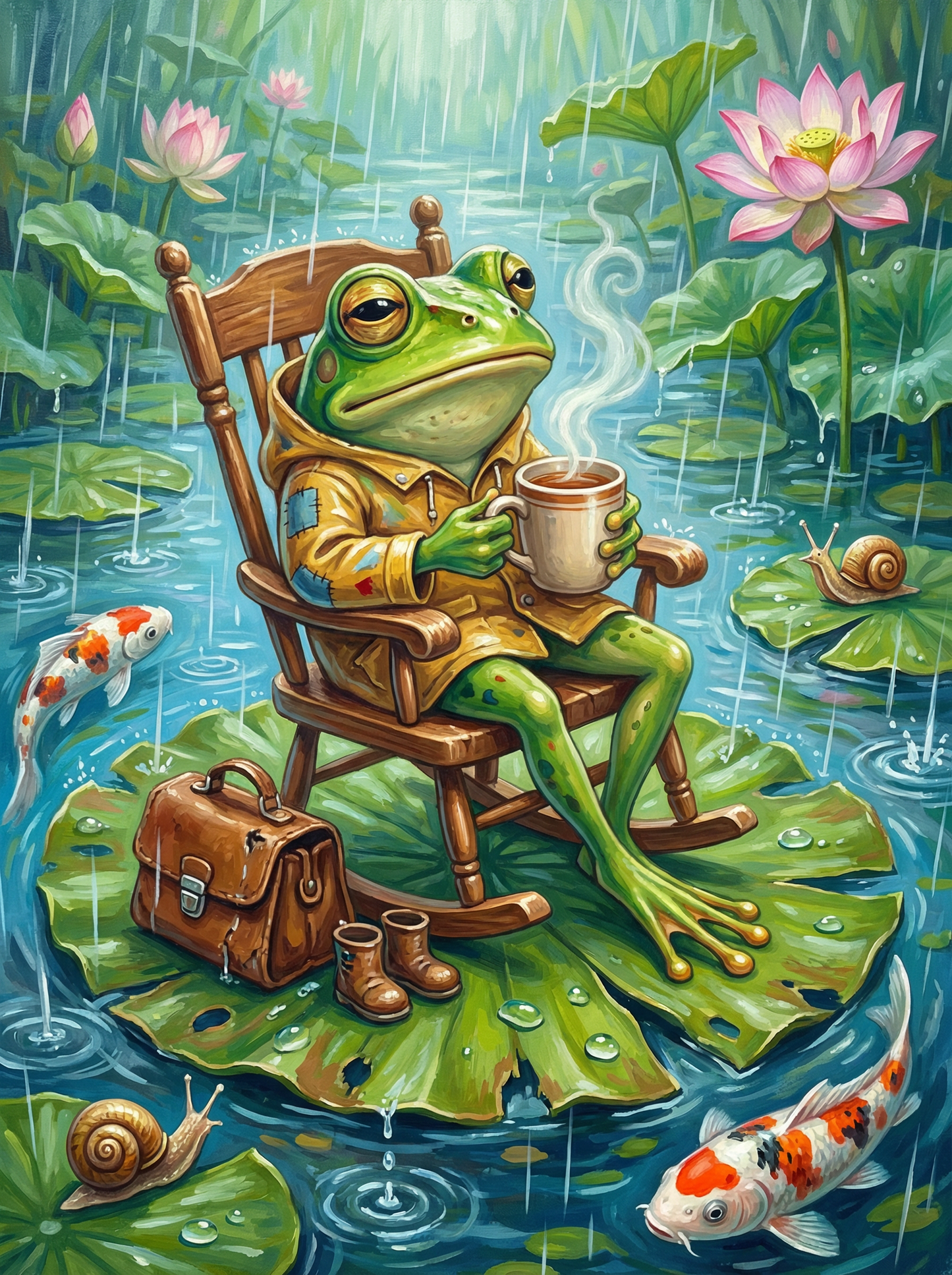 Rainy Reading Frog Lotus (80 Colors)