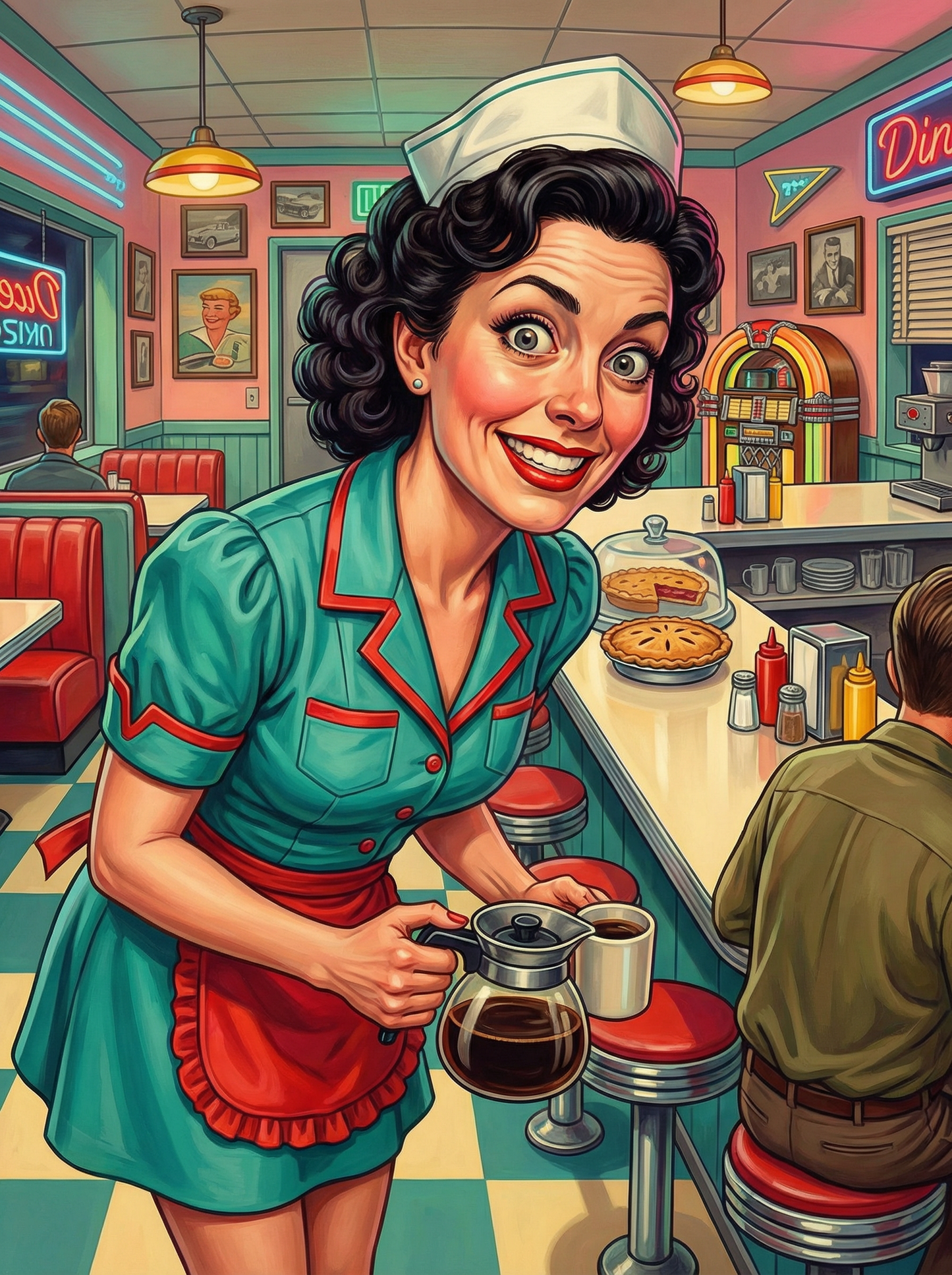 Retro Diner Cafe Scene (120 Colors)