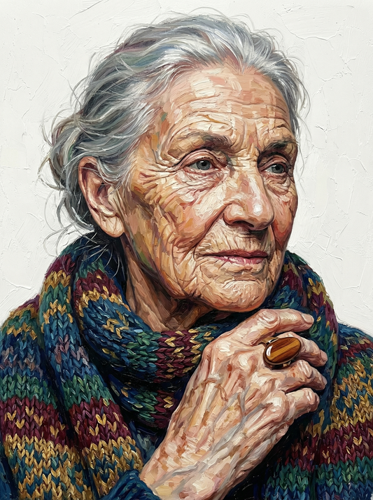 Serene Older Woman Sweater (120 Colors)