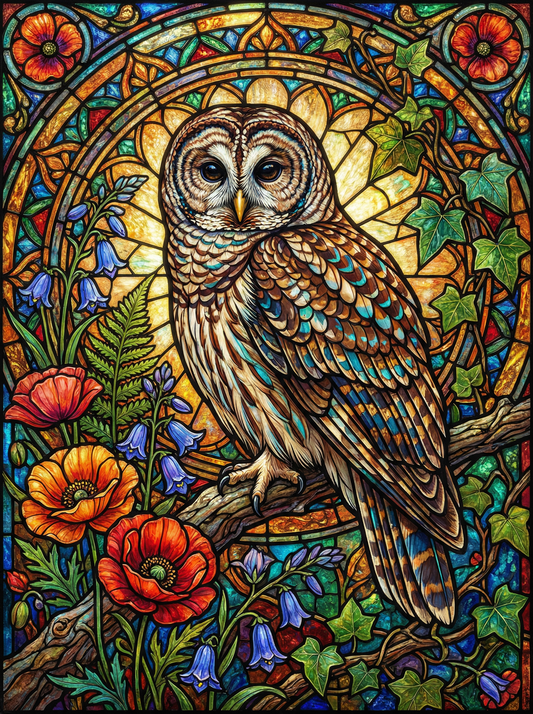 Stained Glass Barn Owl (120 Colors)
