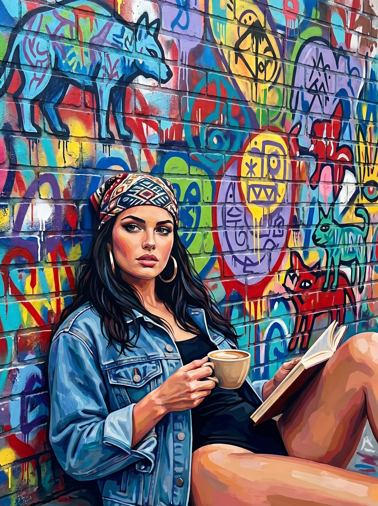 Street Art Coffee Girl (120 Colors)