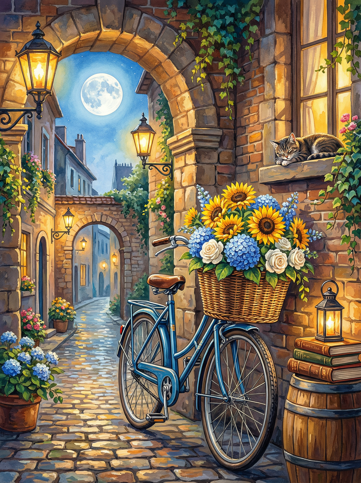 Moonlit Bicycle Alley (120 Colors)