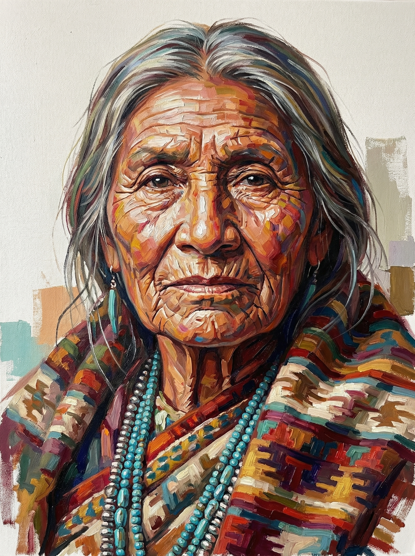 Tribal Beaded Woman Portrait (120 Colors)