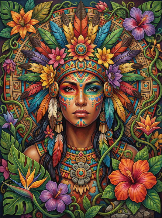 Aztec Woman Feathered Crown (120 Colors)