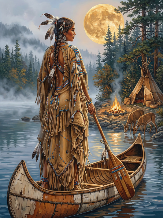 Tribal Woman Moonlight Camp (120 Colors)