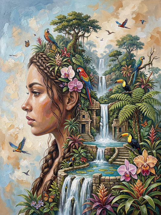 Tropical Waterfall Woman Profile (80 Colors)