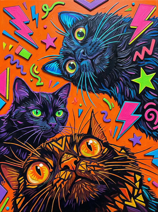 Vibrant Cat Trio (80 Colors)