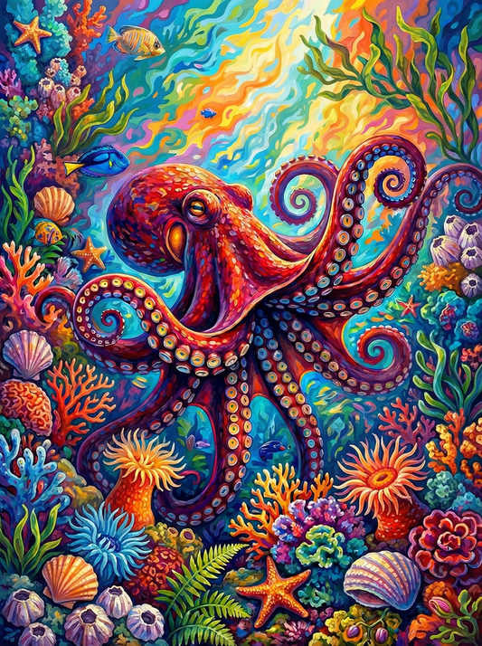 Vibrant Ocean Octopus (80 Colors)