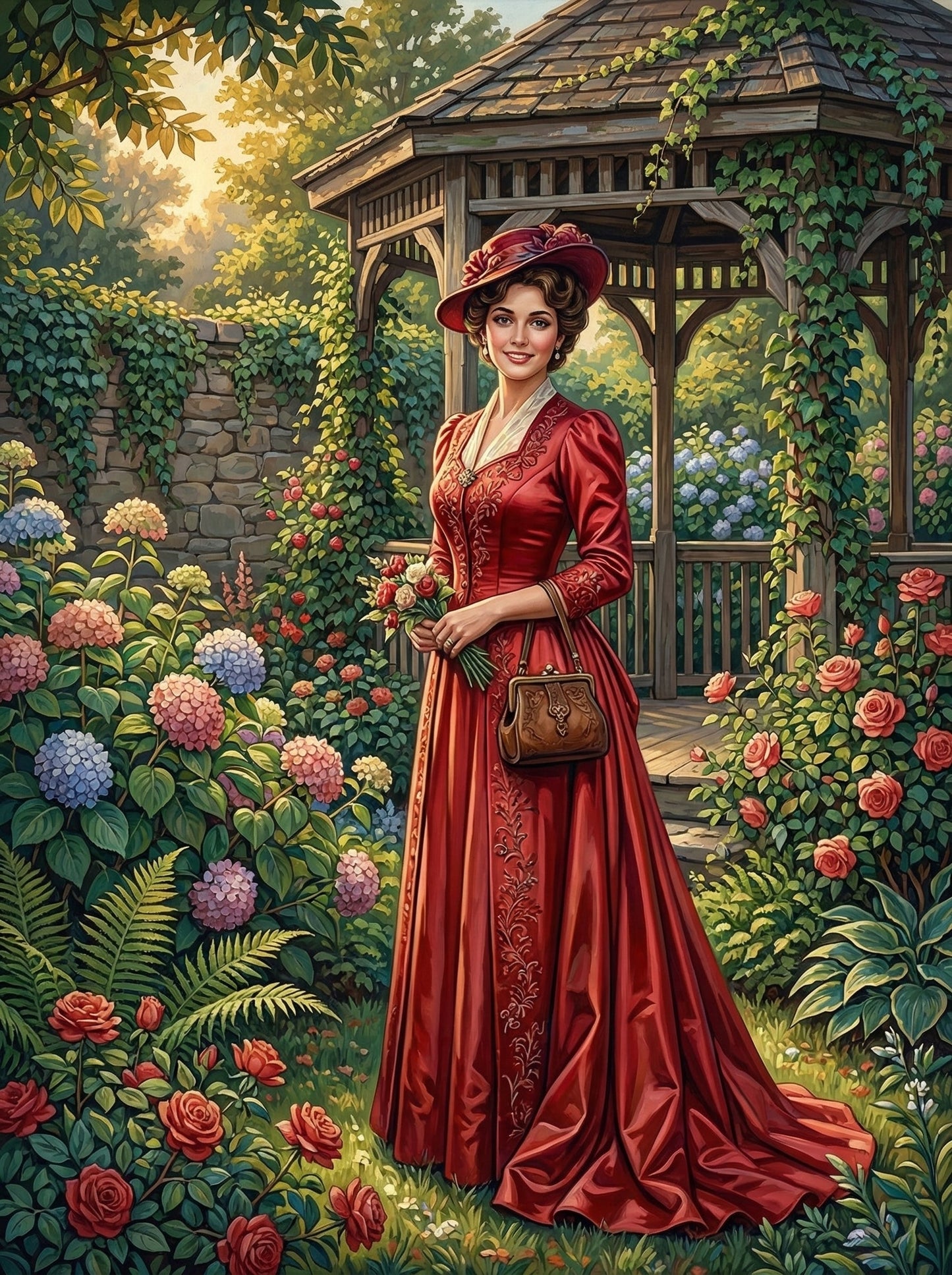 Victorian Woman Red Dress (120 Colors)