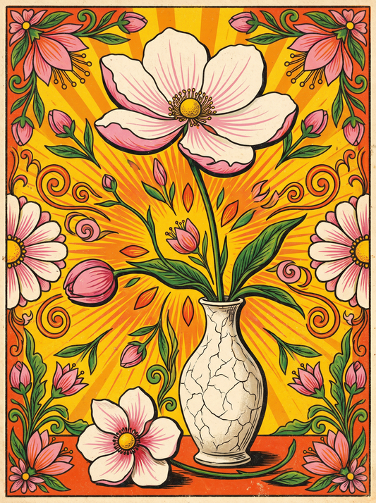 White Blossom Vase (80 Colors)