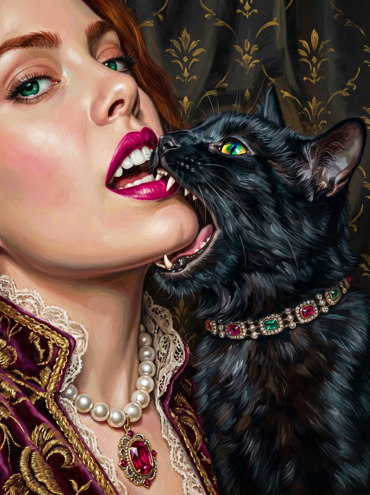 Woman And Black Cat (80 Colors)