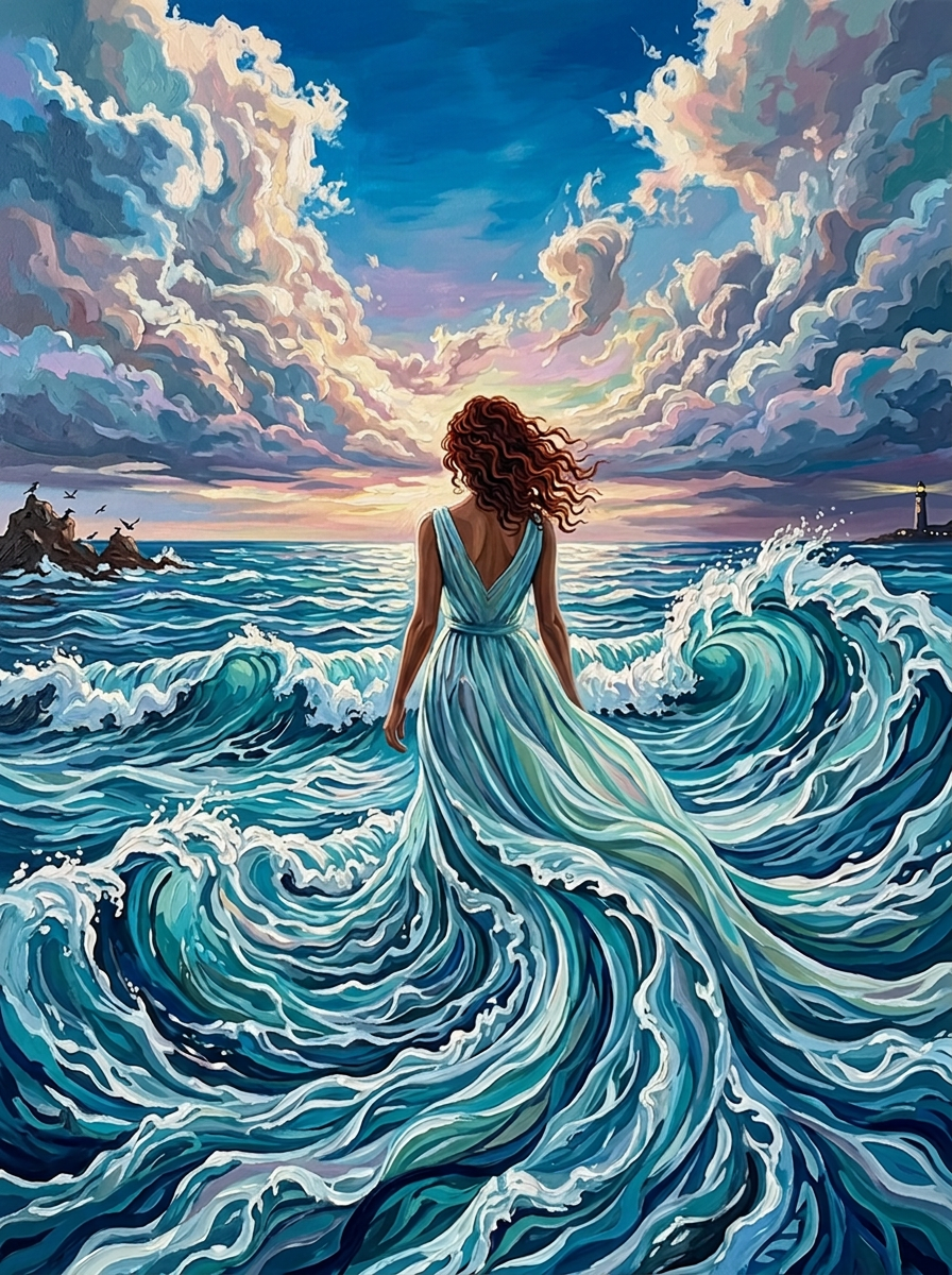 Woman Ocean Wave Dress (120 Colors)