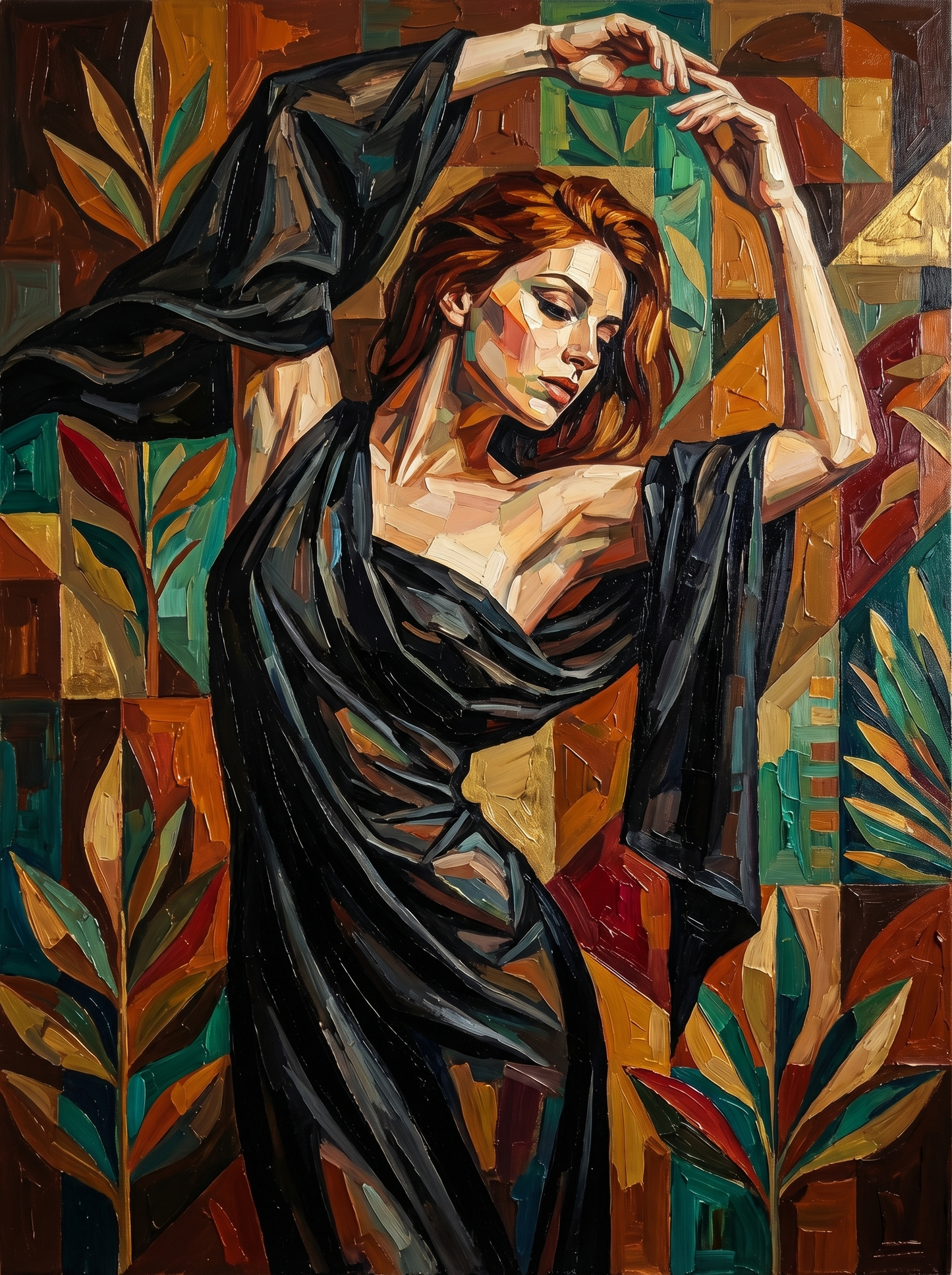 Woman With Flowing Scarf (120 Colors)