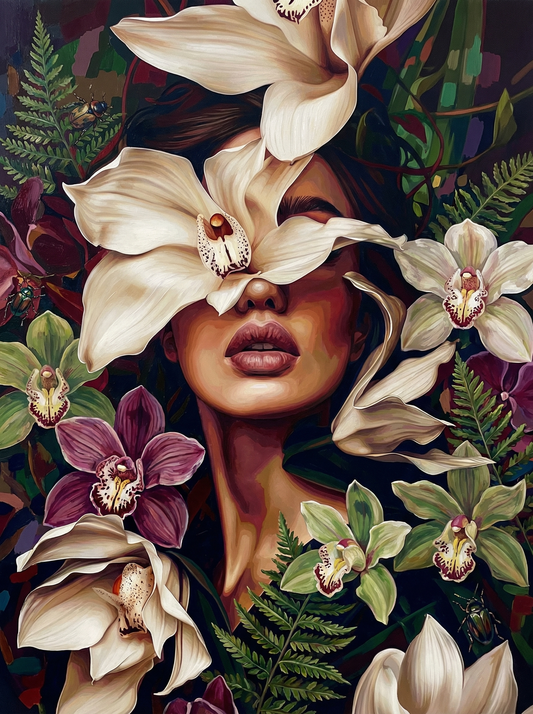 Woman With White Orchids (80 Colors)