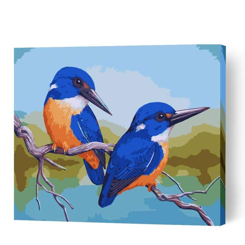 Two Azure Kingfishers - Paint By Numbers Cities