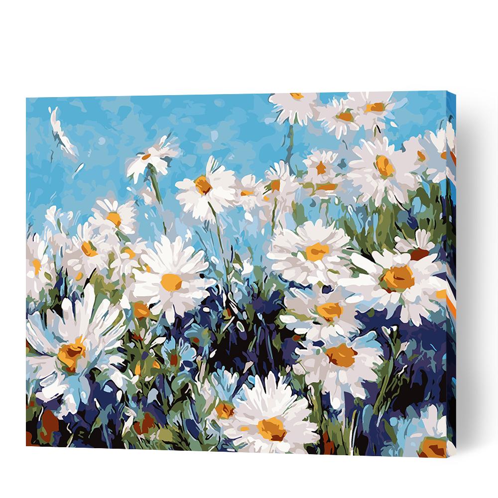 White Flowers - Paint By Numbers Cities