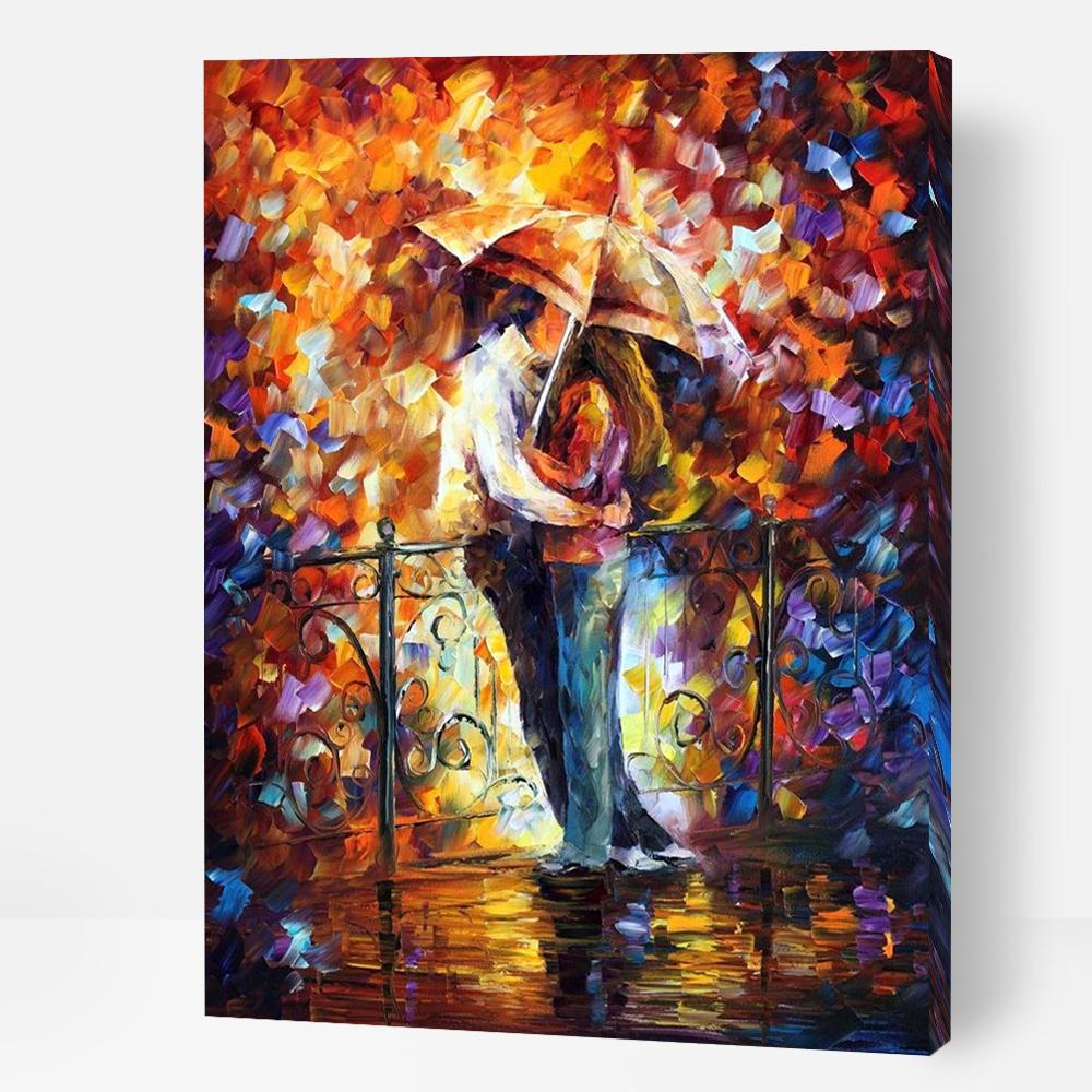 A Lovely Couple Under Umbrella - Paint By Numbers Cities