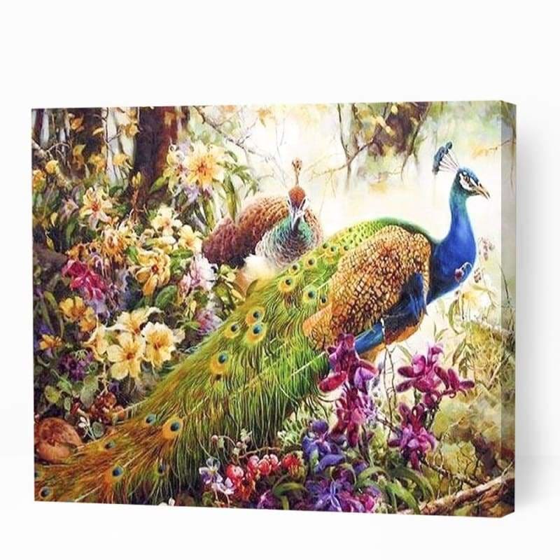 Beautiful Peacocks in Forest - Paint By Numbers Cities